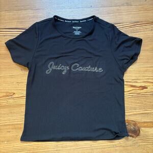 Juicy Couture black ribbed jeweled lettering short sleeve shirt SIZE XL